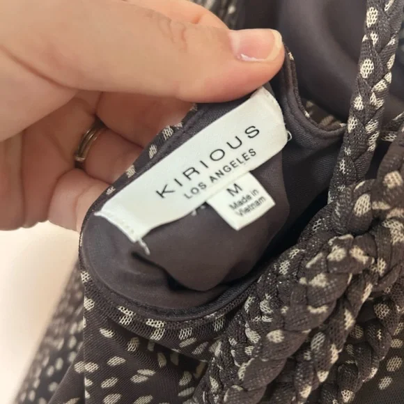 Kirious Los Angeles spaghetti strap brown/ tan dress midi length - Picture 7 of 8